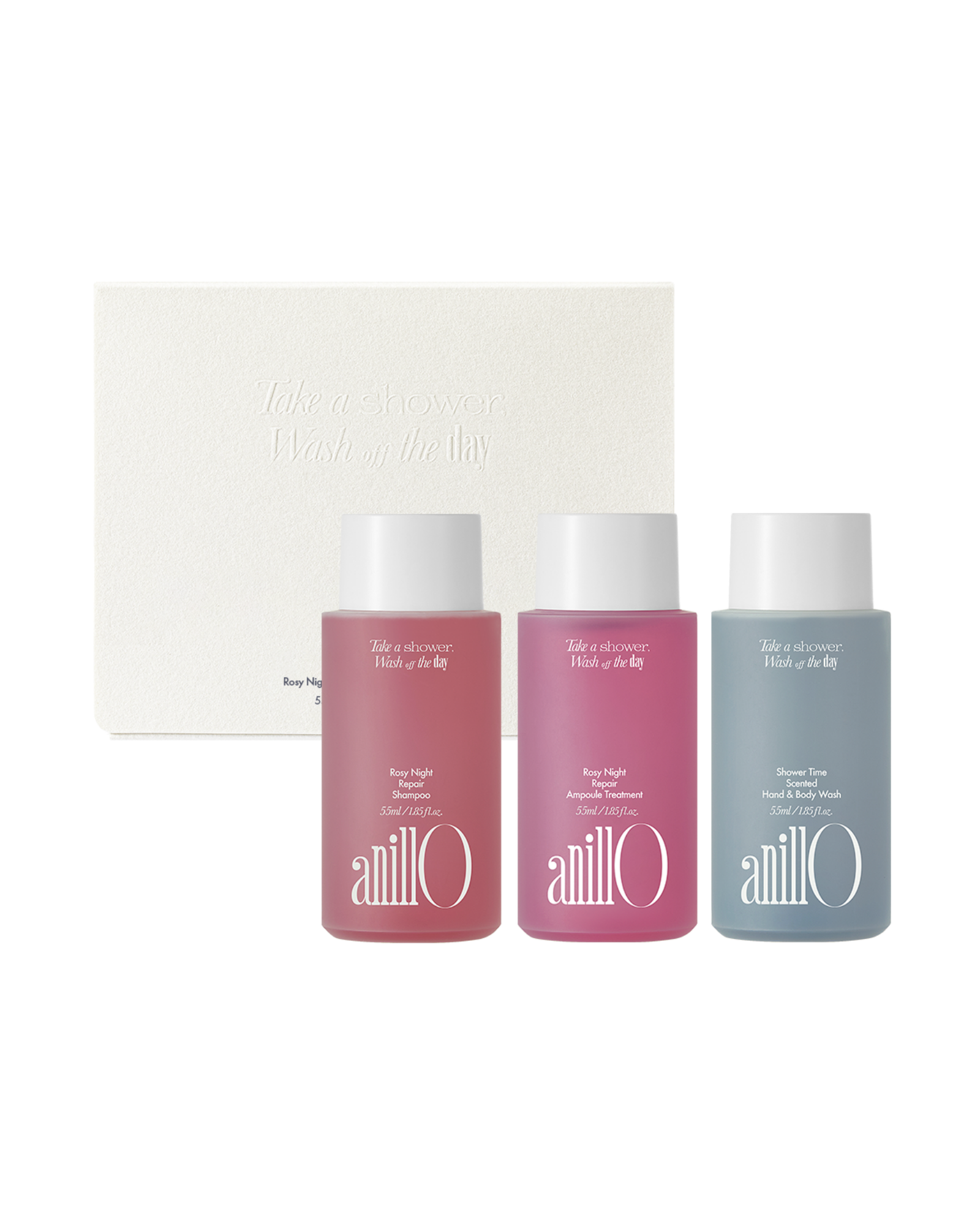 AnillO Rosy Night & Shower Time Travel Shower Kit – kelioninis kūno ir plaukų priežiūros rinkinys AnillO Rosy Night & Shower Time Travel Shower Kit – kelioninis kūno ir plaukų priežiūros rinkinys - Image 1