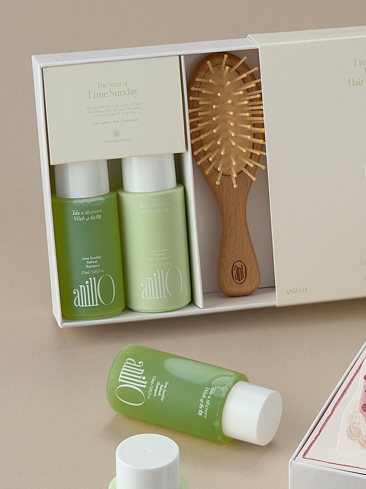 AnillO Lime Sunday Refresh Hair & Brush Set – plaukų priežiūros rinkinys su šepečiu AnillO Lime Sunday Refresh Hair & Brush Set – plaukų priežiūros rinkinys su šepečiu - Image 2